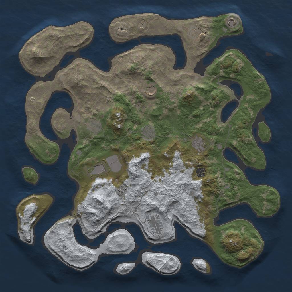 Rust Map: Barren, Size: 4500, Seed: 5221265, 13 Monuments