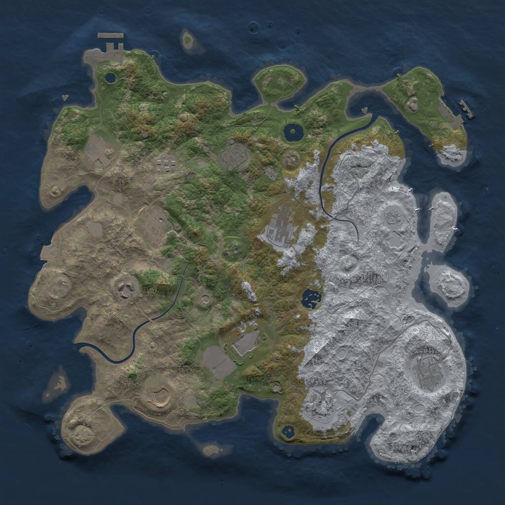 Rust Map: Procedural Map, Size: 3950, Seed: 1915576520, 17 Monuments