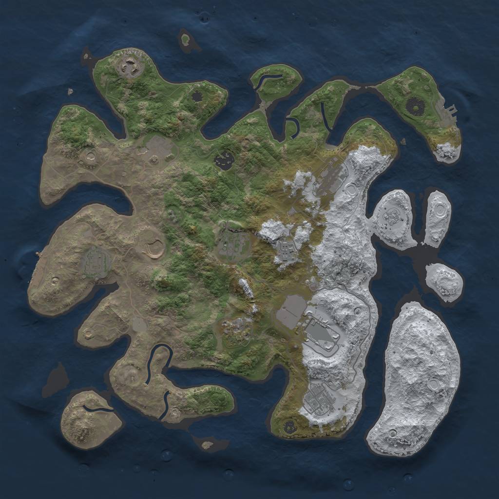 Rust Map: Procedural Map, Size: 3950, Seed: 1915576520, 20 Monuments