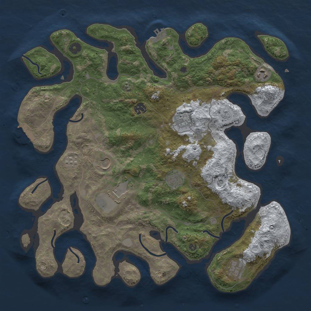 Rust Map: Procedural Map, Size: 4000, Seed: 108339891, 17 Monuments