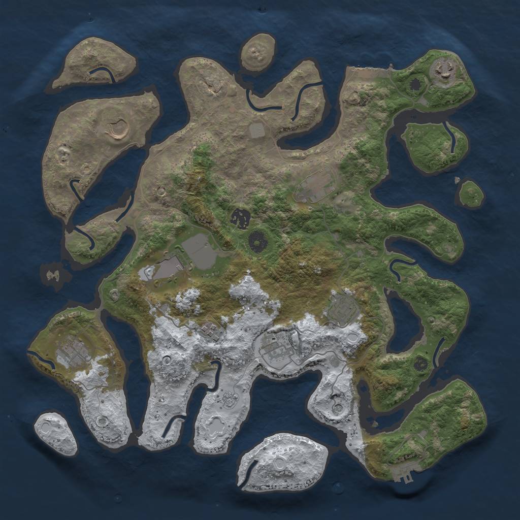 Rust Map: Procedural Map, Size: 3850, Seed: 308990641, 18 Monuments