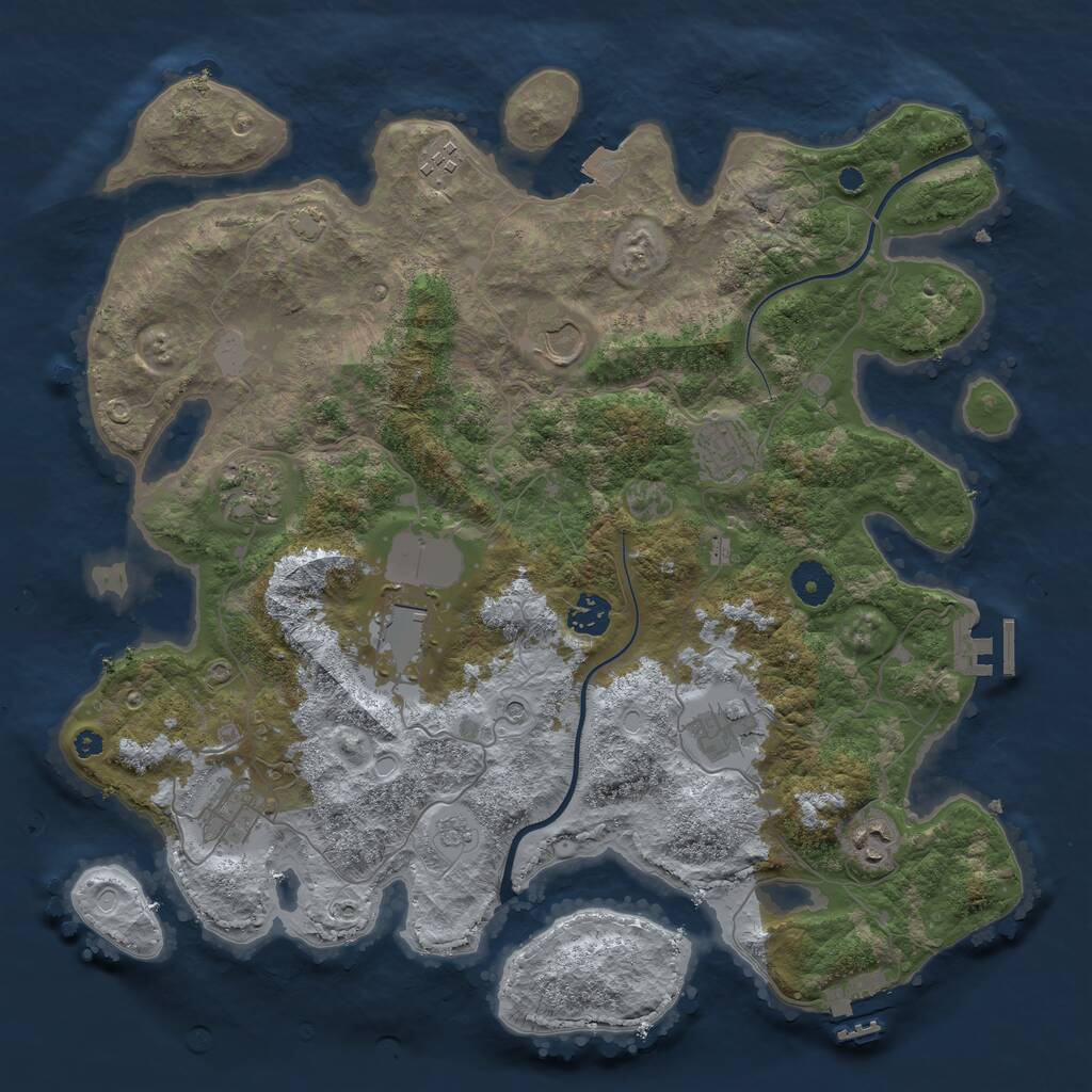 Rust Map: Procedural Map, Size: 3850, Seed: 308990641, 15 Monuments