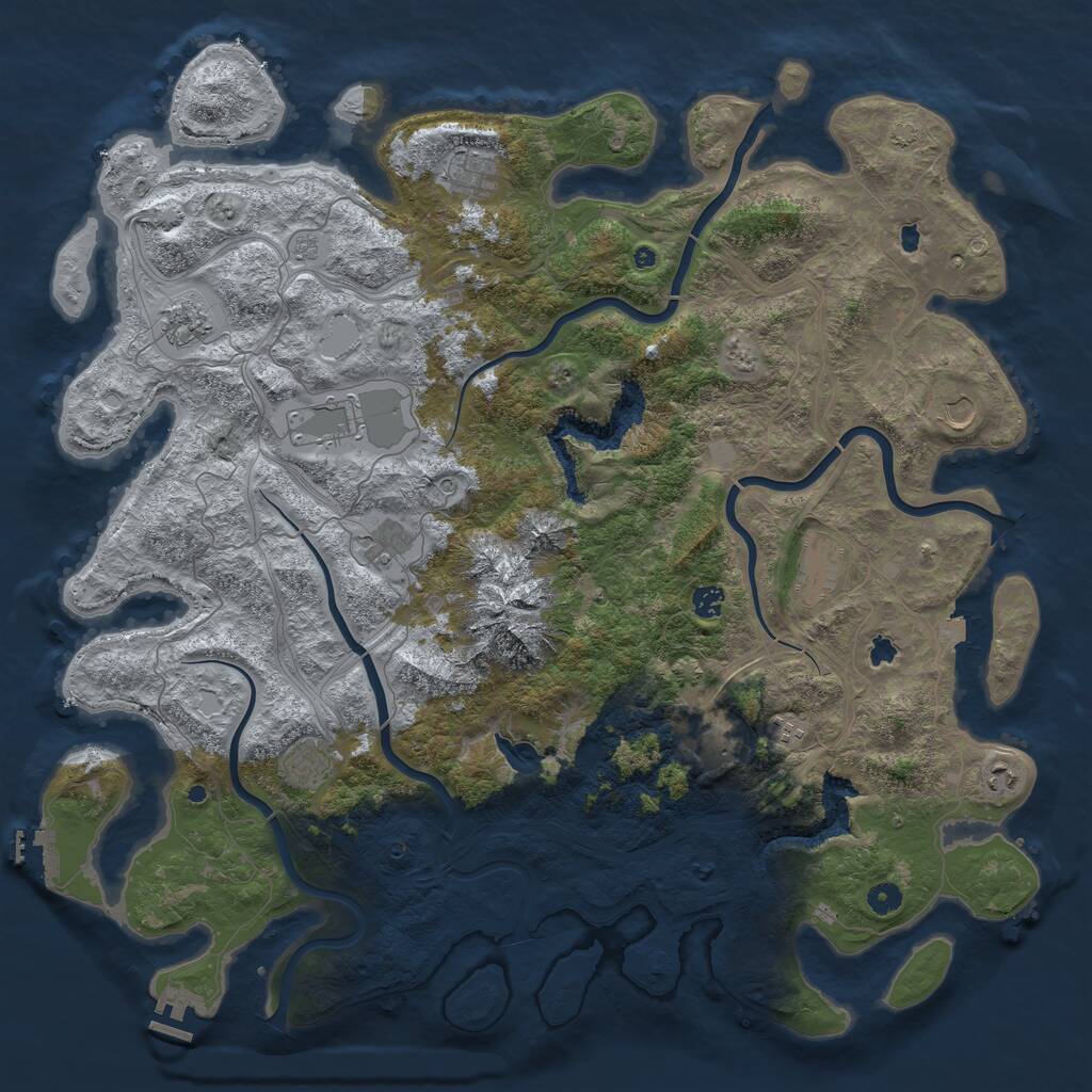 Rust Map: Procedural Map, Size: 5000, Seed: 48725, 17 Monuments