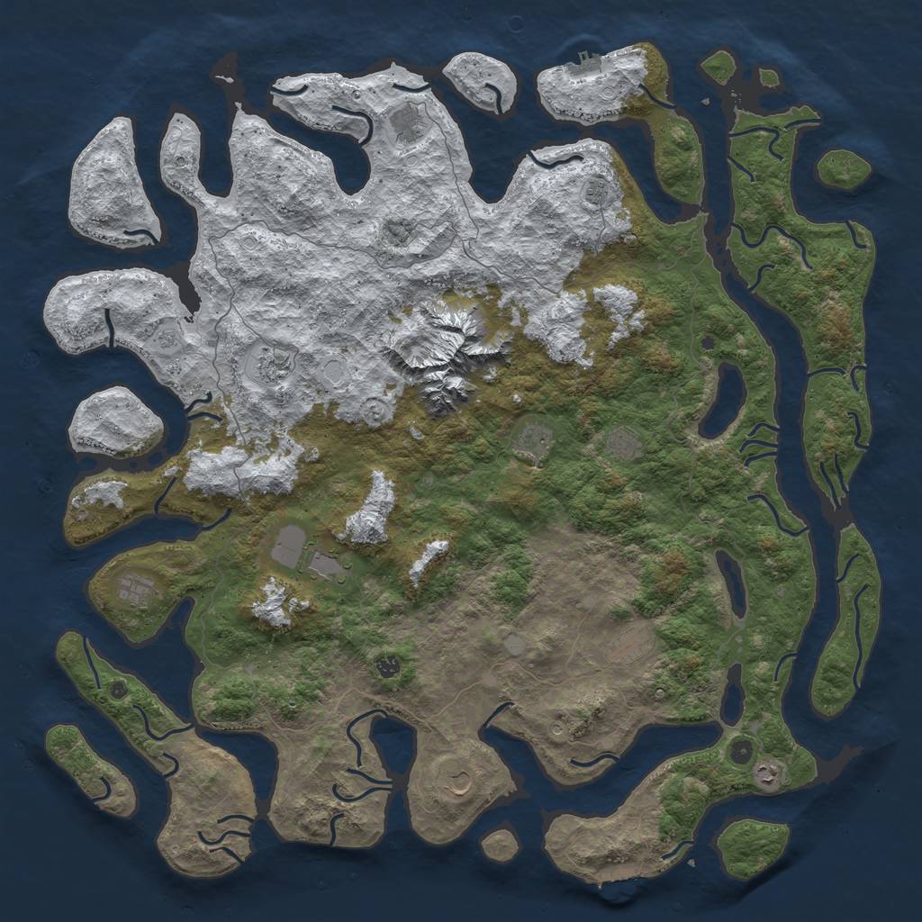 Rust Map: Procedural Map, Size: 6000, Seed: 341837466, 20 Monuments