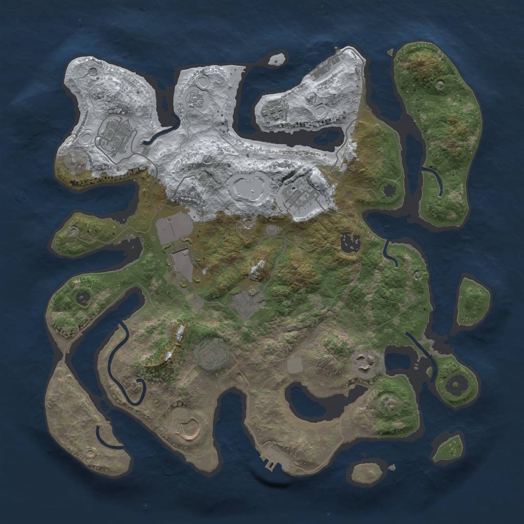 Rust Map: Procedural Map, Size: 3700, Seed: 1236311, 18 Monuments