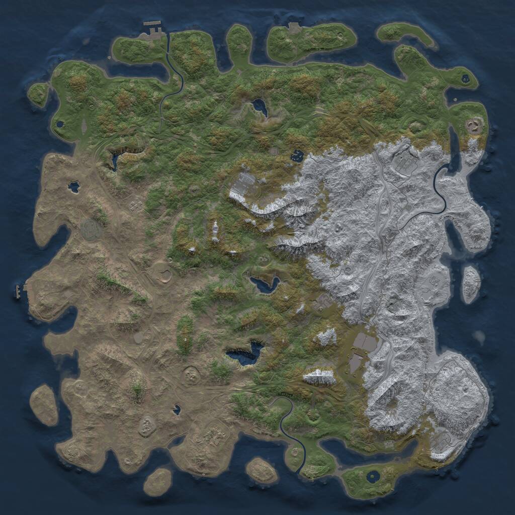 Rust Map: Procedural Map, Size: 6000, Seed: 69696969, 17 Monuments