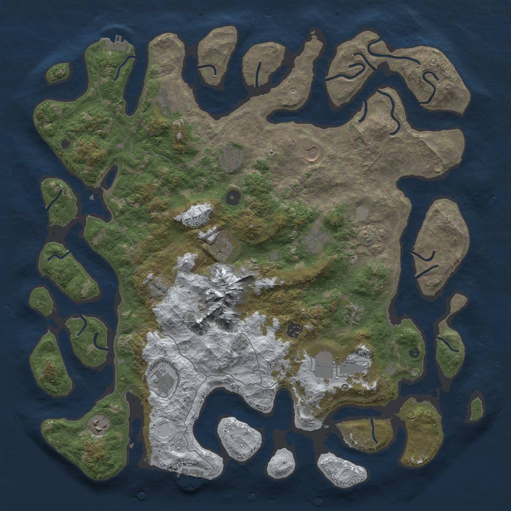 Rust Map: Procedural Map, Size: 5000, Seed: 1616, 20 Monuments