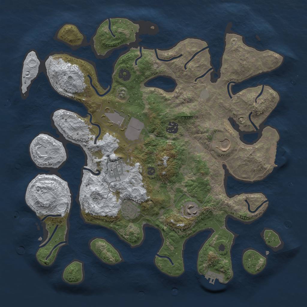 Rust Map: Procedural Map, Size: 3700, Seed: 599142351, 14 Monuments