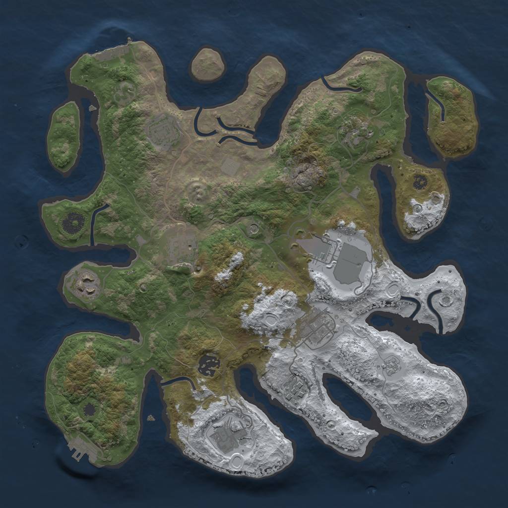 Rust Map: Procedural Map, Size: 3500, Seed: 5665128, 18 Monuments