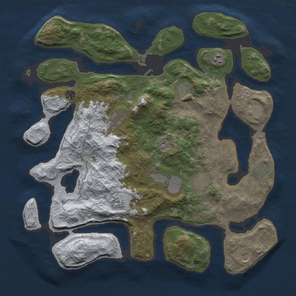 Rust Map: Barren, Size: 4500, Seed: 258521226, 14 Monuments