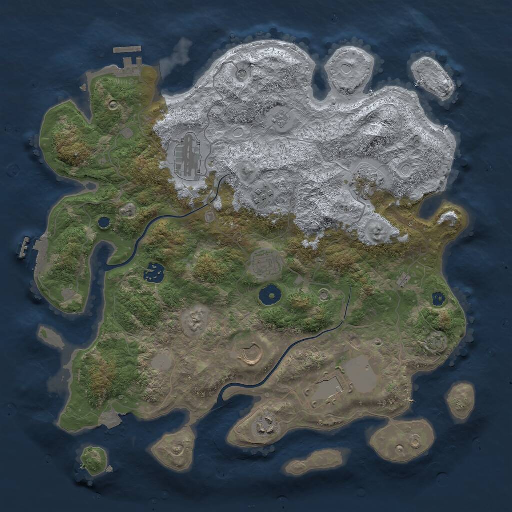 Rust Map: Procedural Map, Size: 3700, Seed: 637300521, 14 Monuments