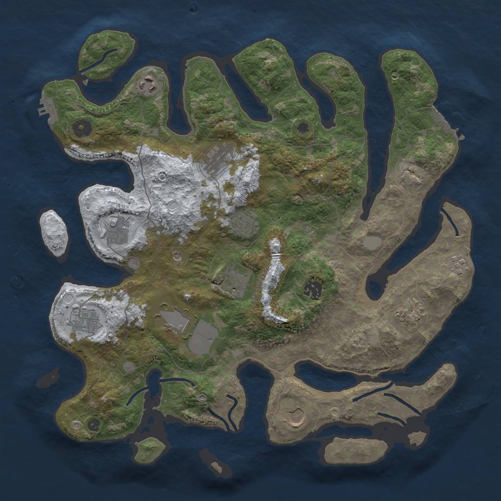 Rust Map: Procedural Map, Size: 4000, Seed: 4305964, 19 Monuments