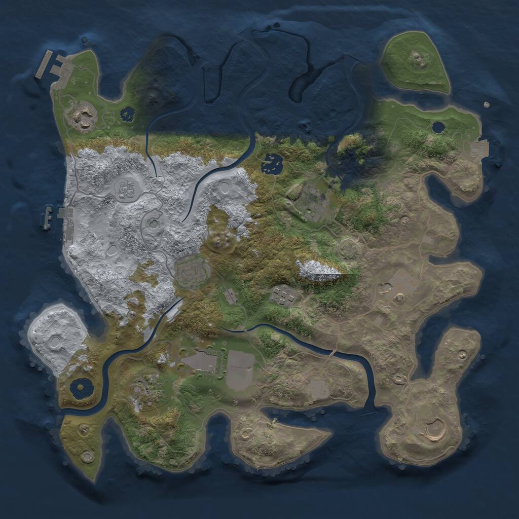 Rust Map: Procedural Map, Size: 3500, Seed: 1408806944, 15 Monuments