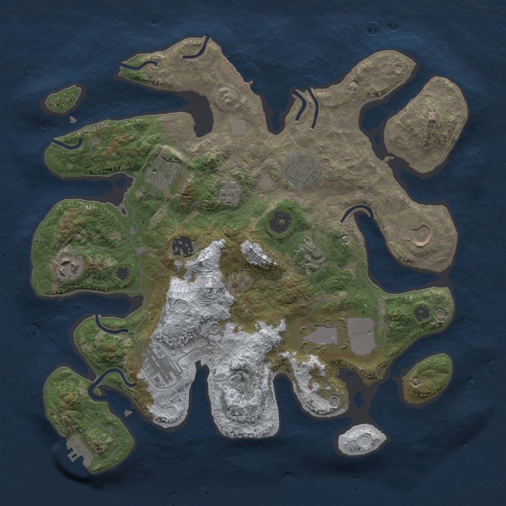 Rust Map: Procedural Map, Size: 3500, Seed: 9944010, 17 Monuments