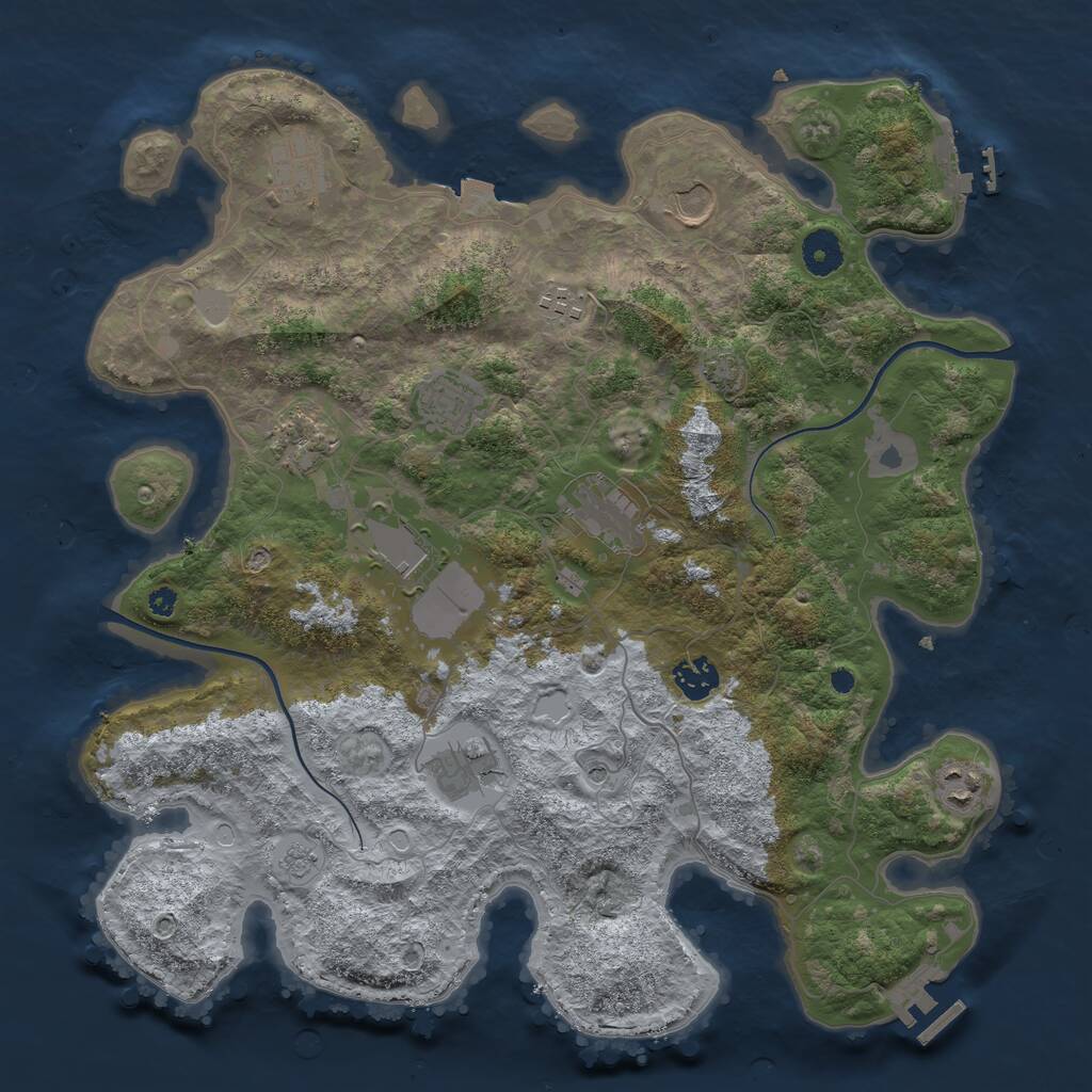 Rust Map: Procedural Map, Size: 3800, Seed: 933824658, 16 Monuments