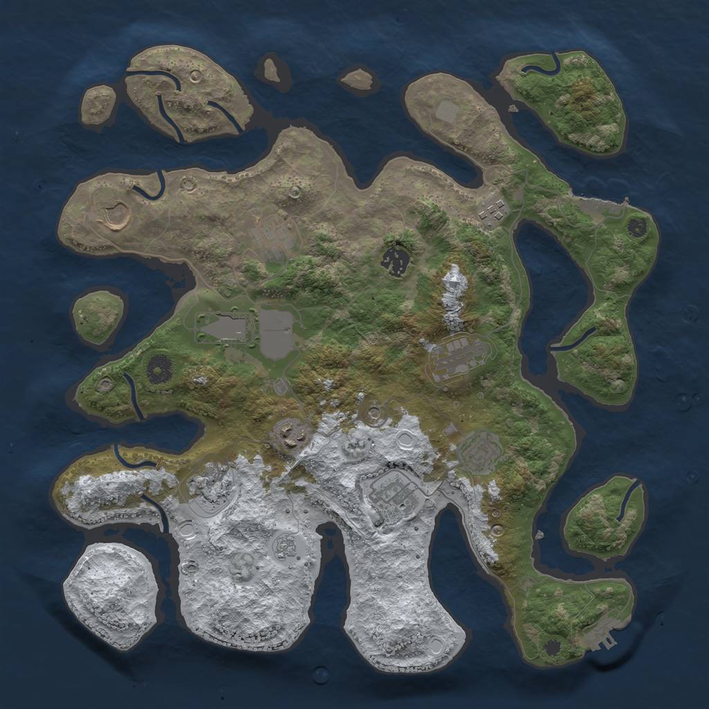 Rust Map: Procedural Map, Size: 3800, Seed: 933824658, 19 Monuments