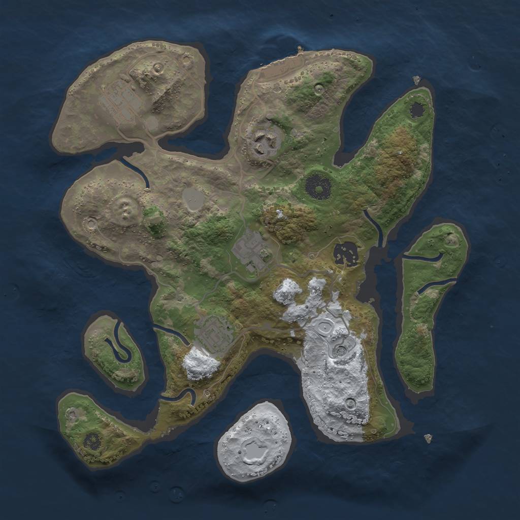 Rust Map: Procedural Map, Size: 3000, Seed: 523537, 12 Monuments