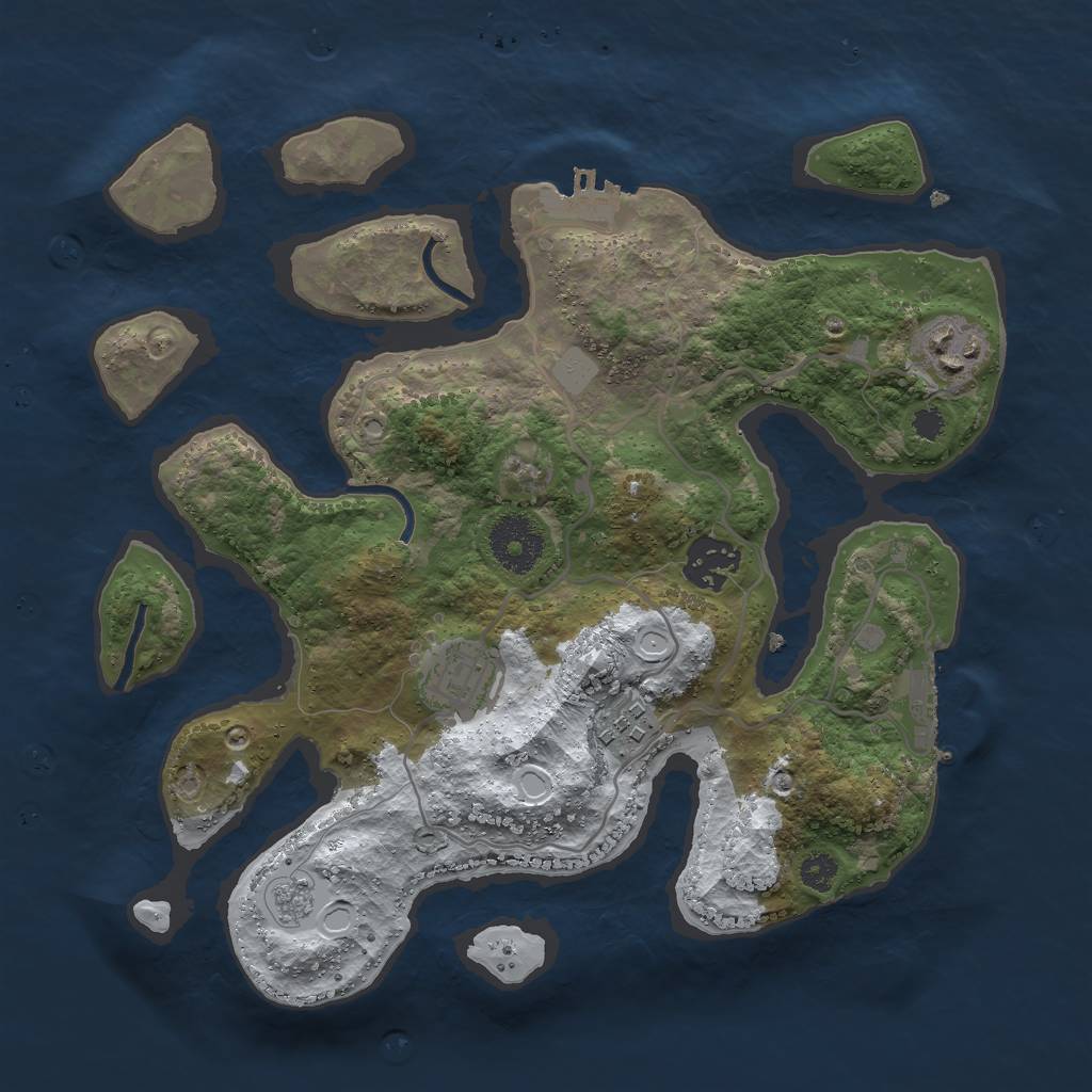 Rust Map: Procedural Map, Size: 3000, Seed: 188, 12 Monuments