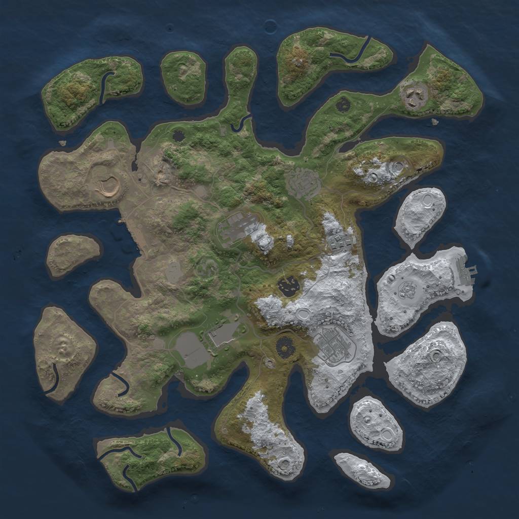 Rust Map: Procedural Map, Size: 3800, Seed: 1495968523, 17 Monuments