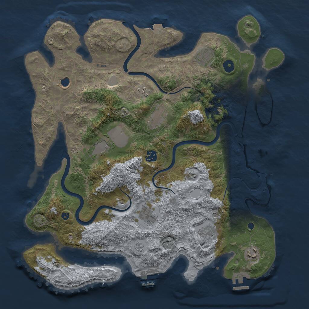 Rust Map: Procedural Map, Size: 3900, Seed: 7243, 15 Monuments
