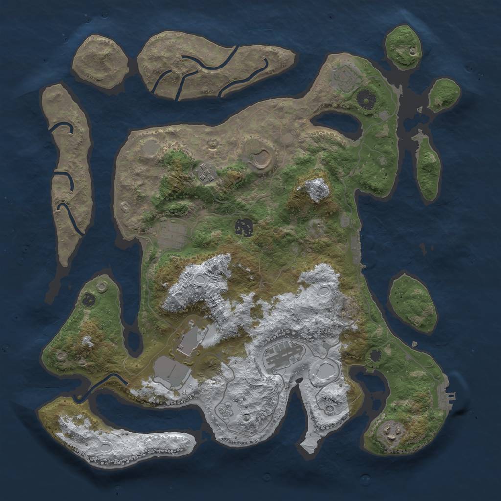 Rust Map: Procedural Map, Size: 3900, Seed: 7243, 17 Monuments