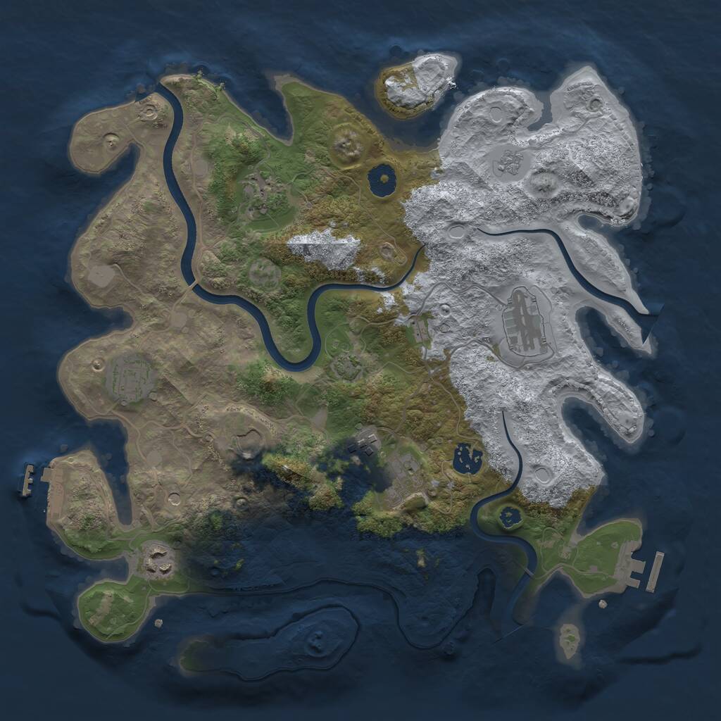 Rust Map: Procedural Map, Size: 3550, Seed: 780658, 14 Monuments