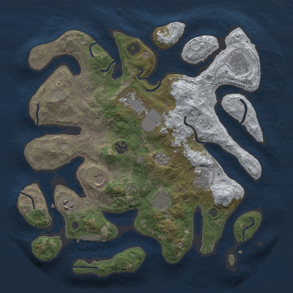 Rust Map: Procedural Map, Size: 3550, Seed: 780658, 16 Monuments