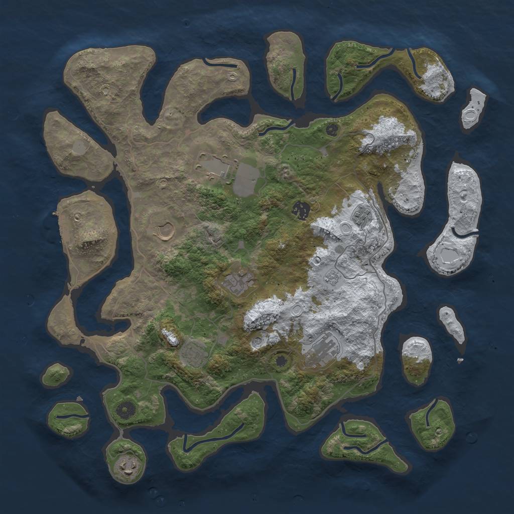 Rust Map: Procedural Map, Size: 4200, Seed: 56632524, 16 Monuments