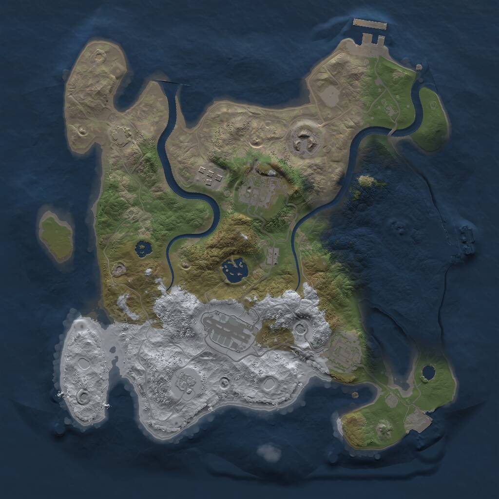 Rust Map: Procedural Map, Size: 3000, Seed: 573854, 12 Monuments