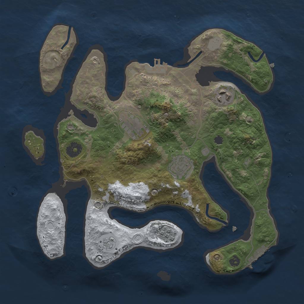 Rust Map: Procedural Map, Size: 3000, Seed: 573854, 12 Monuments