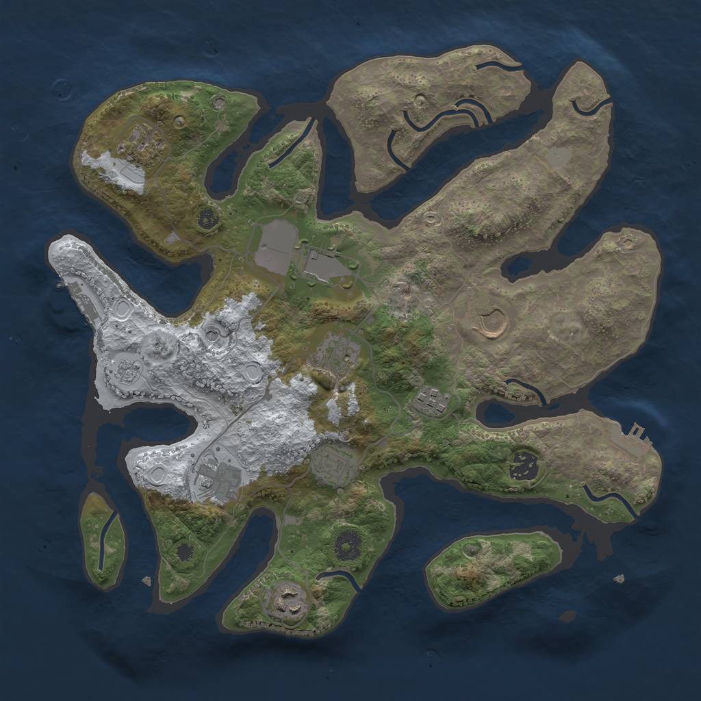 Rust Map: Procedural Map, Size: 3550, Seed: 965918, 18 Monuments