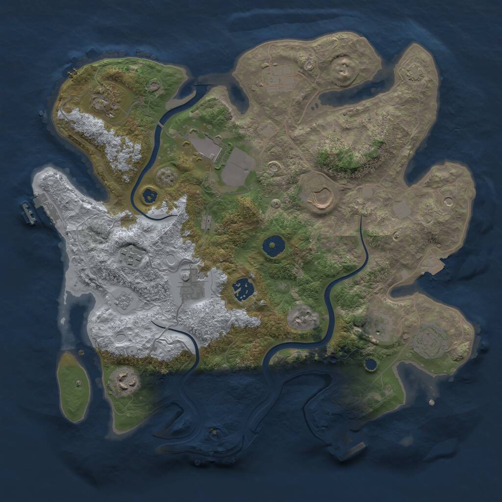 Rust Map: Procedural Map, Size: 3550, Seed: 965918, 16 Monuments