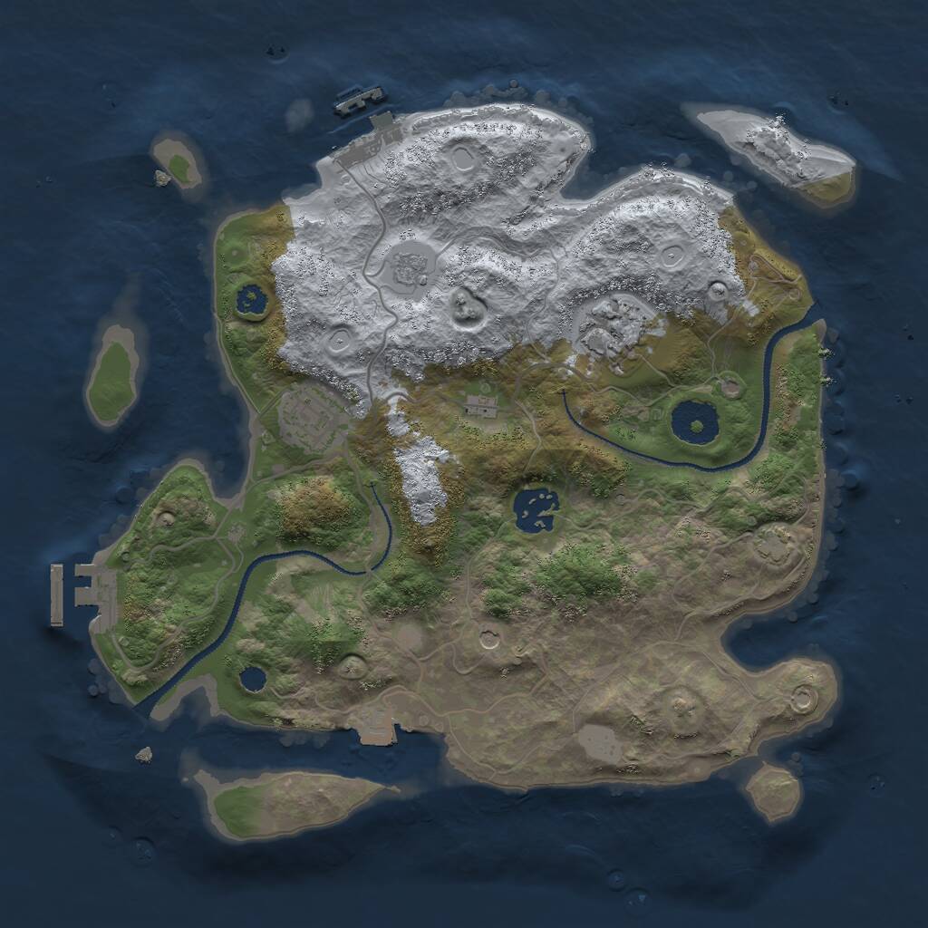 Rust Map: Procedural Map, Size: 3000, Seed: 390968, 9 Monuments