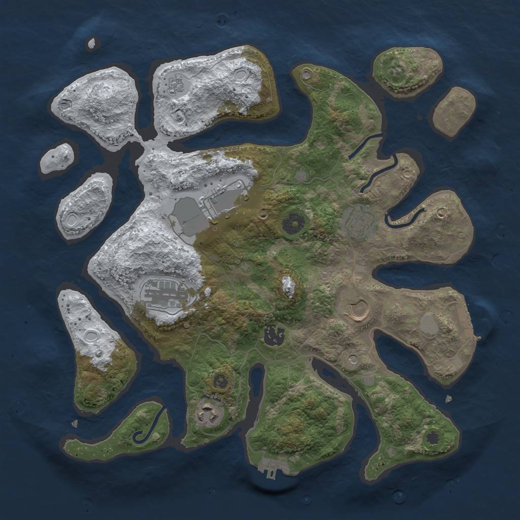 Rust Map: Procedural Map, Size: 3600, Seed: 612351, 15 Monuments