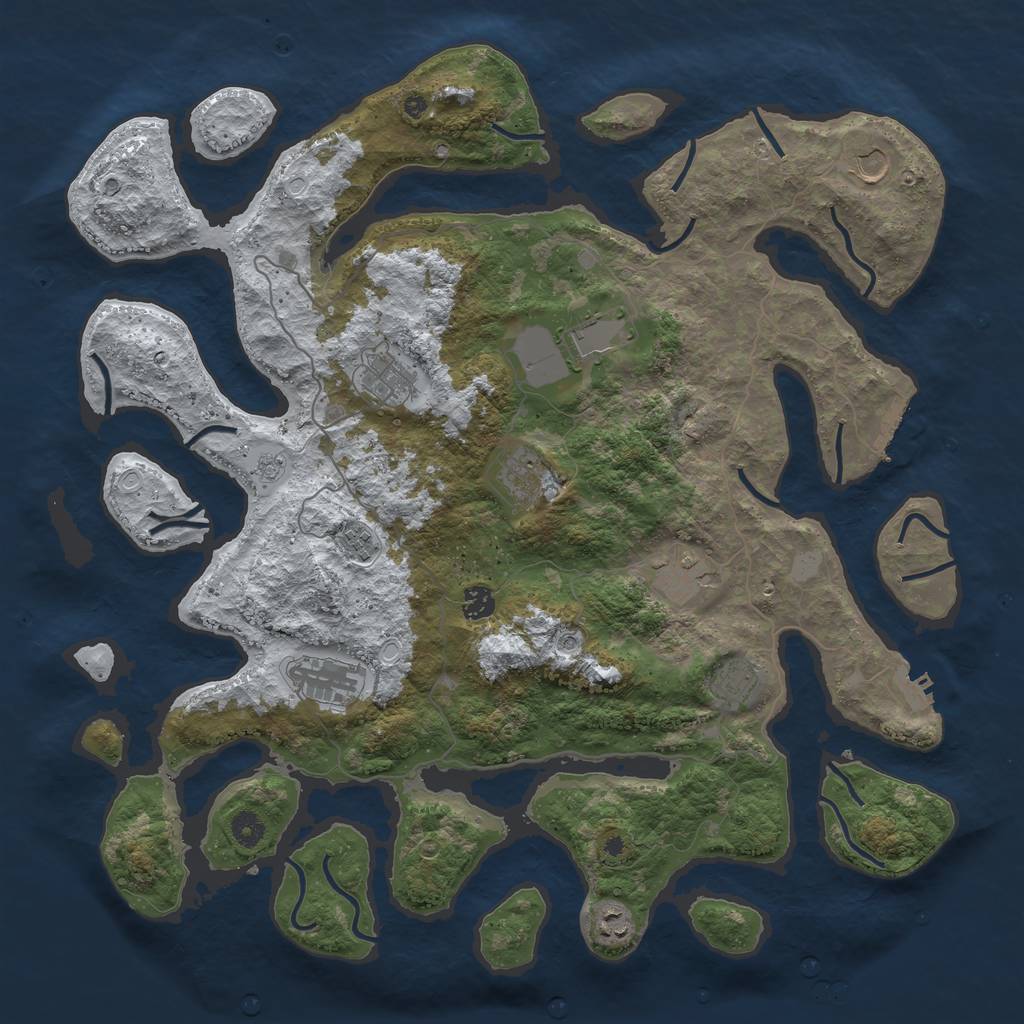 Rust Map: Procedural Map, Size: 4500, Seed: 1192496428, 19 Monuments