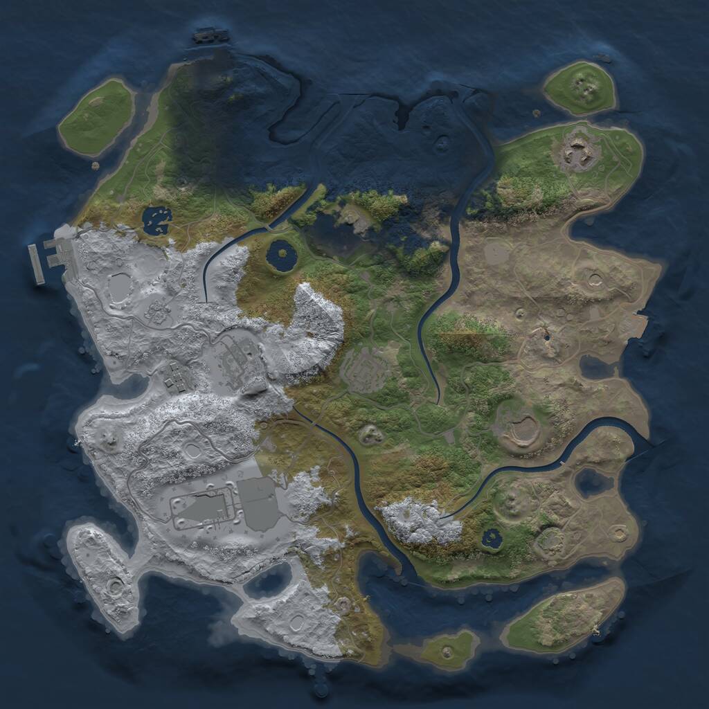 Rust Map: Procedural Map, Size: 3500, Seed: 929367944, 14 Monuments