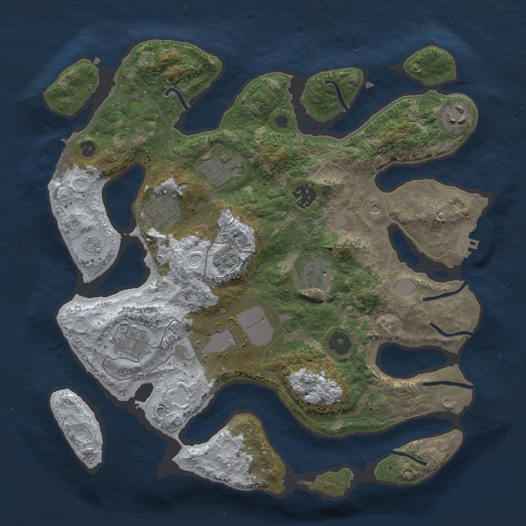 Rust Map: Procedural Map, Size: 3500, Seed: 929367944, 17 Monuments