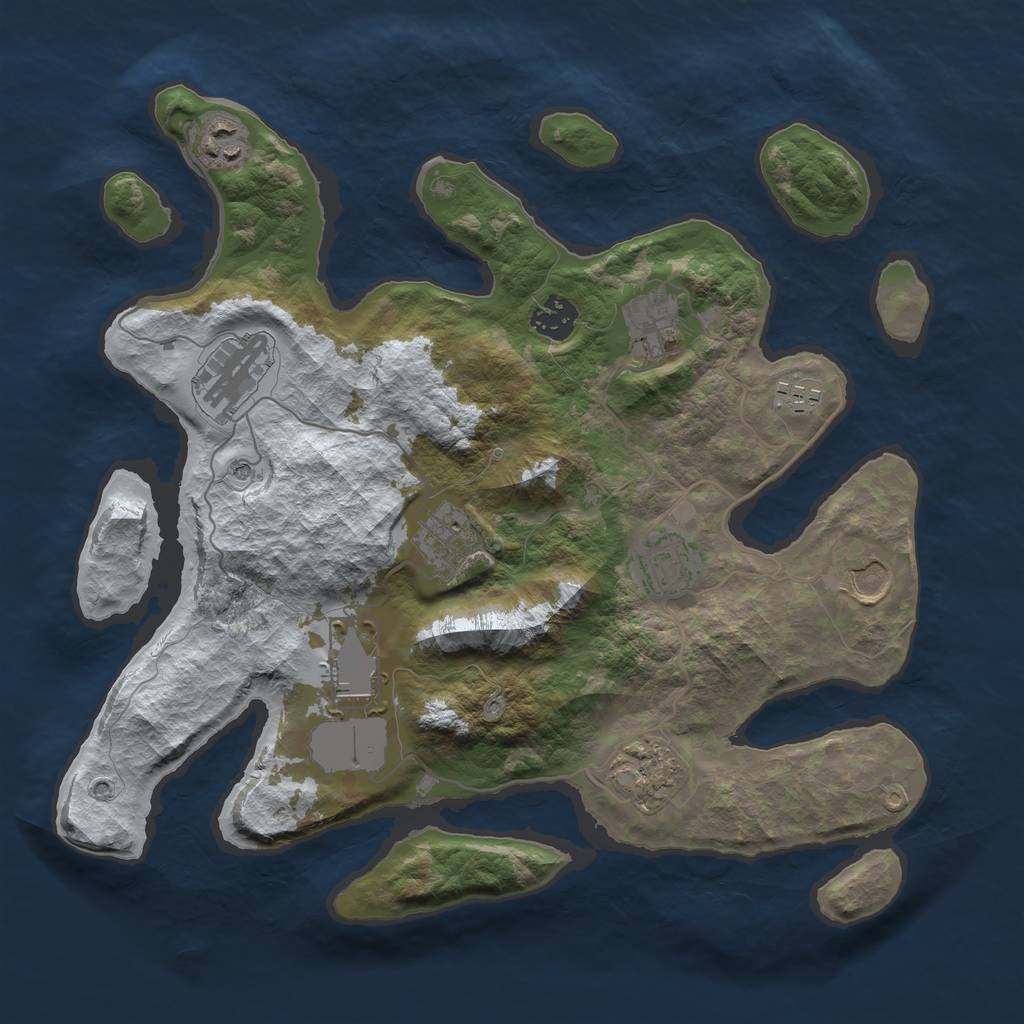 Rust Map: Barren, Size: 3500, Seed: 1467451672, 13 Monuments