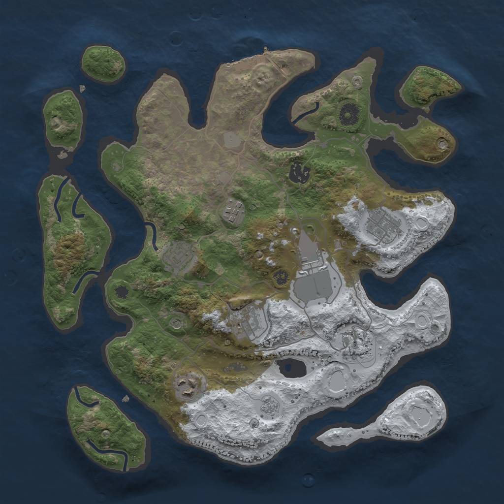 Rust Map: Procedural Map, Size: 3500, Seed: 1198425, 16 Monuments