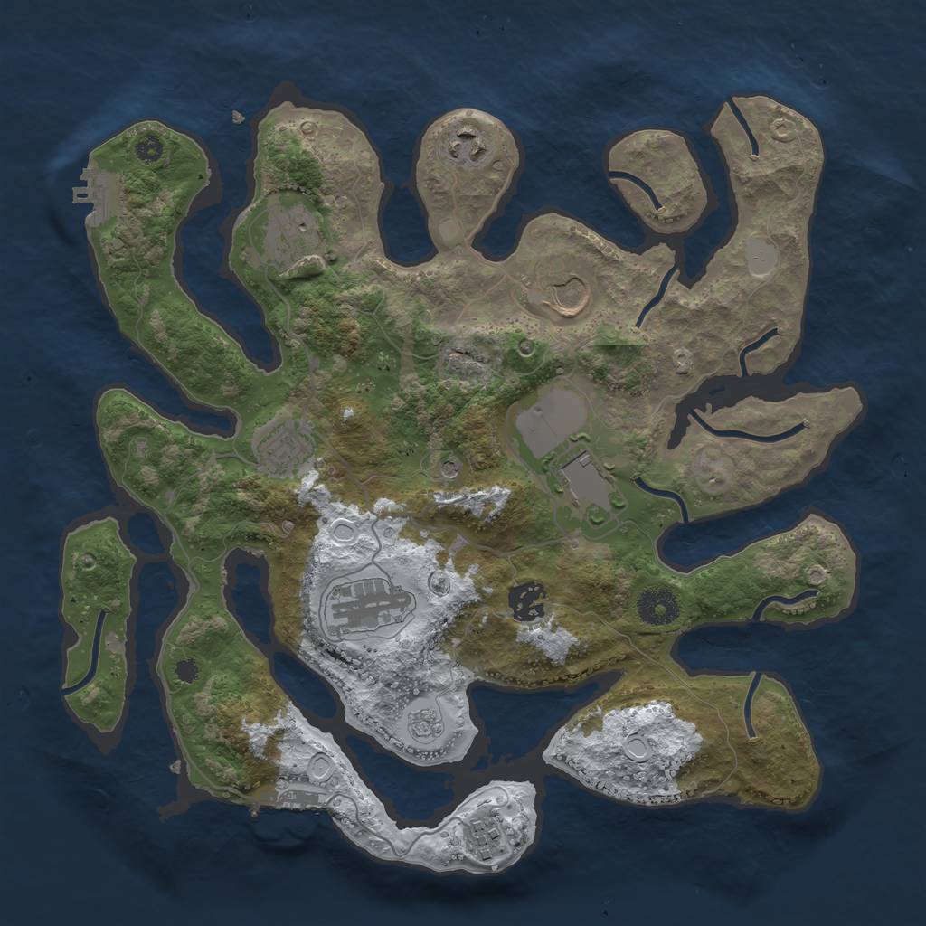 Rust Map: Procedural Map, Size: 3500, Seed: 4206913, 17 Monuments