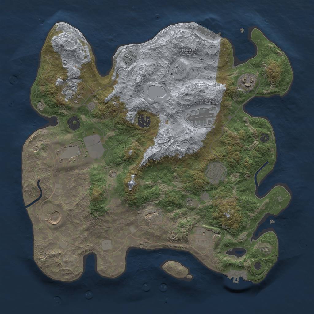 Rust Map: Procedural Map, Size: 3500, Seed: 73726025, 16 Monuments