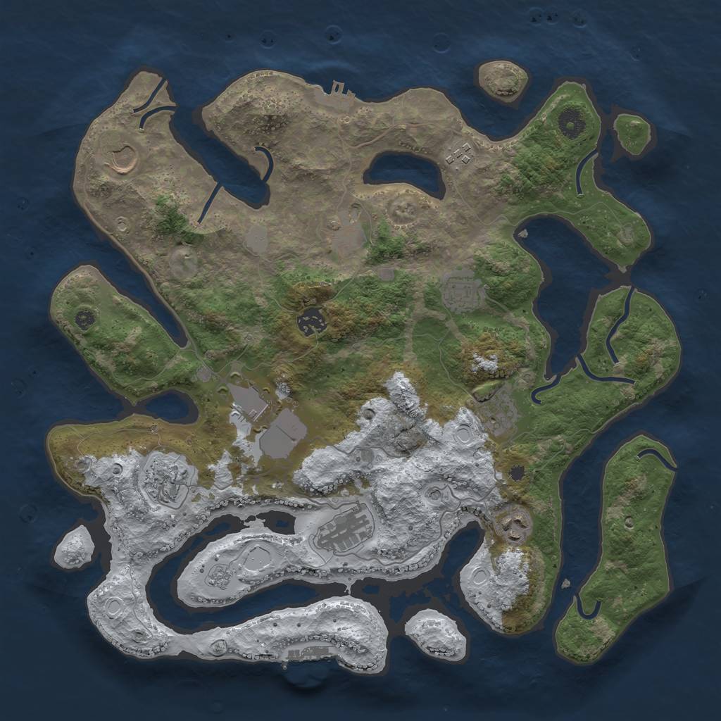 Rust Map: Procedural Map, Size: 3850, Seed: 1659467546, 19 Monuments