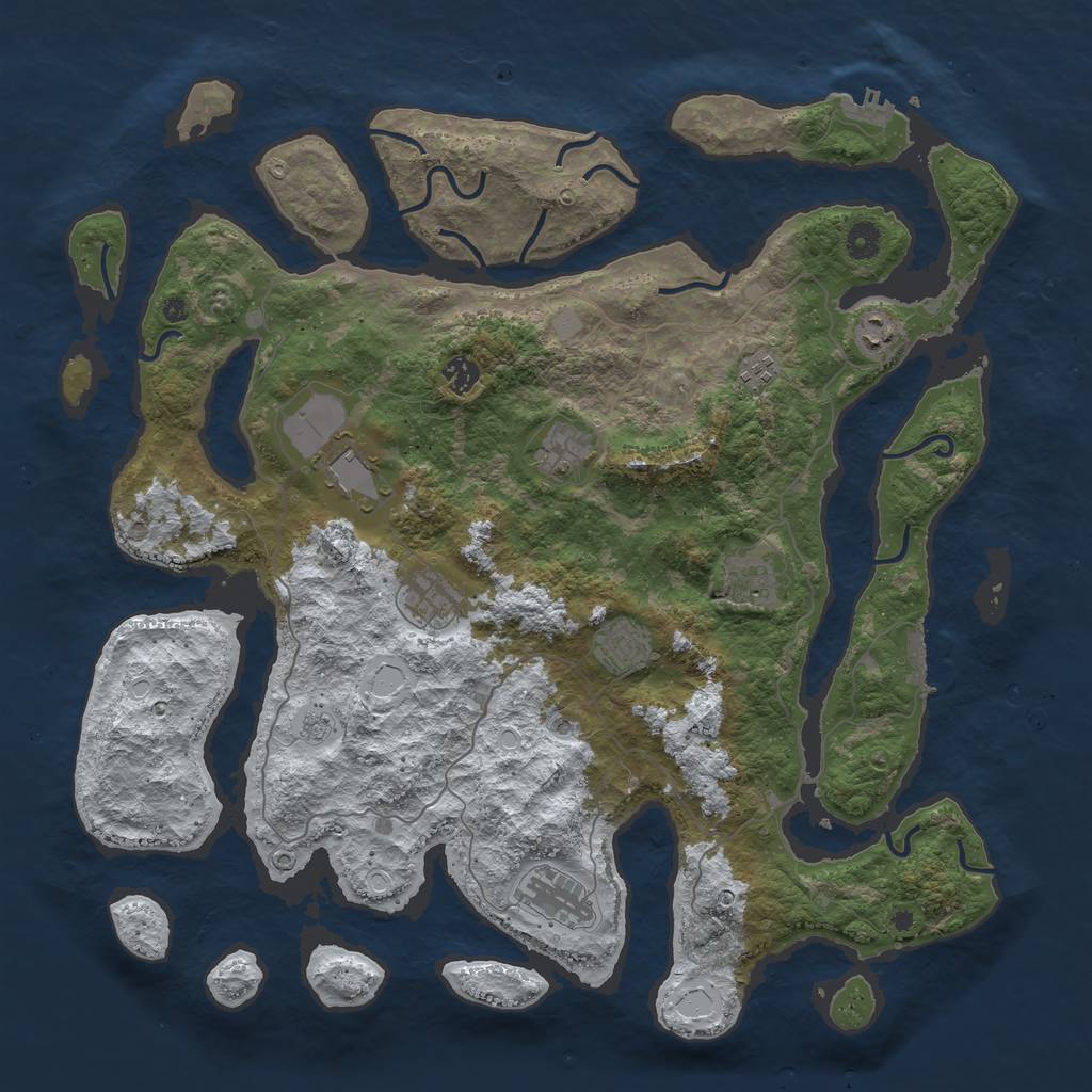 Rust Map: Procedural Map, Size: 4500, Seed: 3242349, 18 Monuments