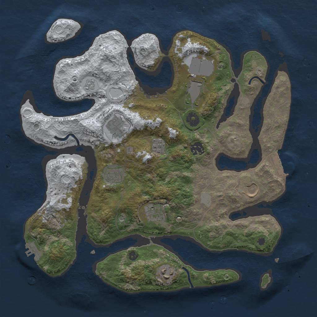 Rust Map: Procedural Map, Size: 3500, Seed: 1403839464, 17 Monuments