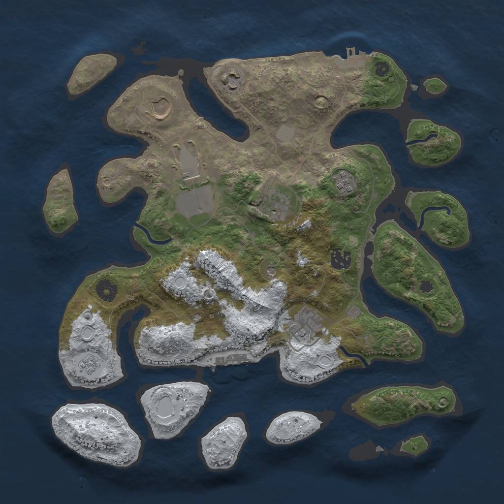 Rust Map: Procedural Map, Size: 3500, Seed: 522047019, 16 Monuments