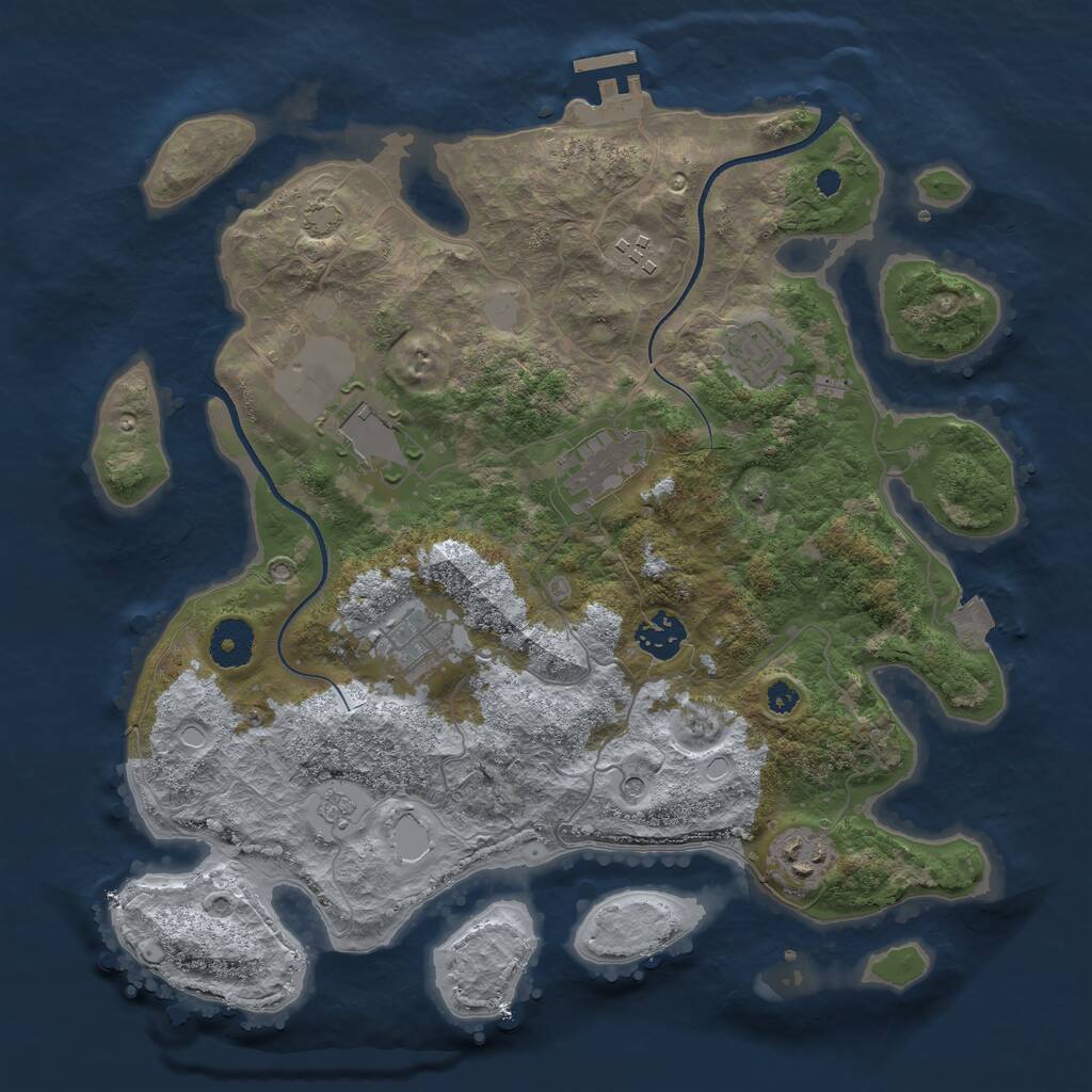 Rust Map: Procedural Map, Size: 3500, Seed: 522047019, 12 Monuments