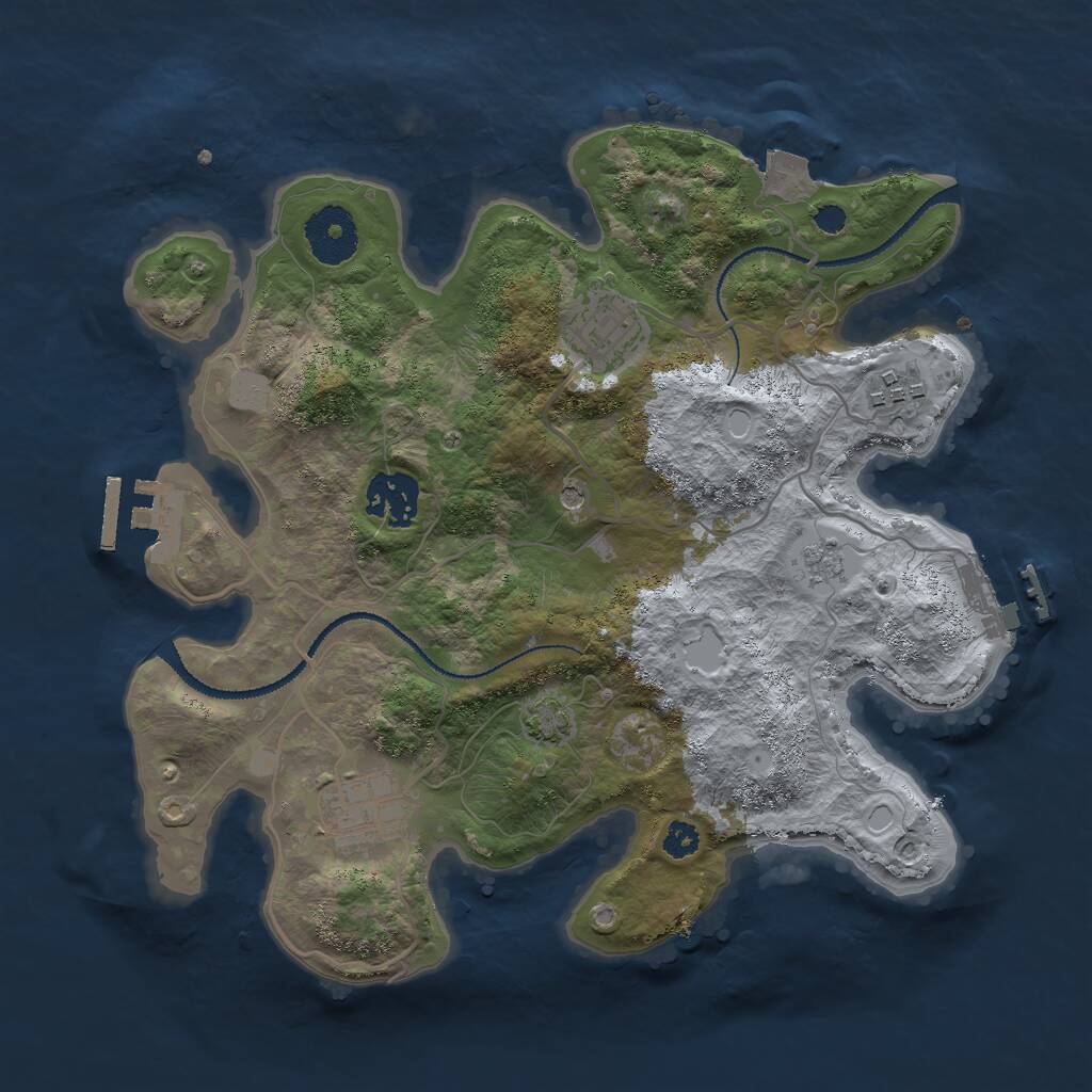 Rust Map: Procedural Map, Size: 3000, Seed: 670855, 10 Monuments