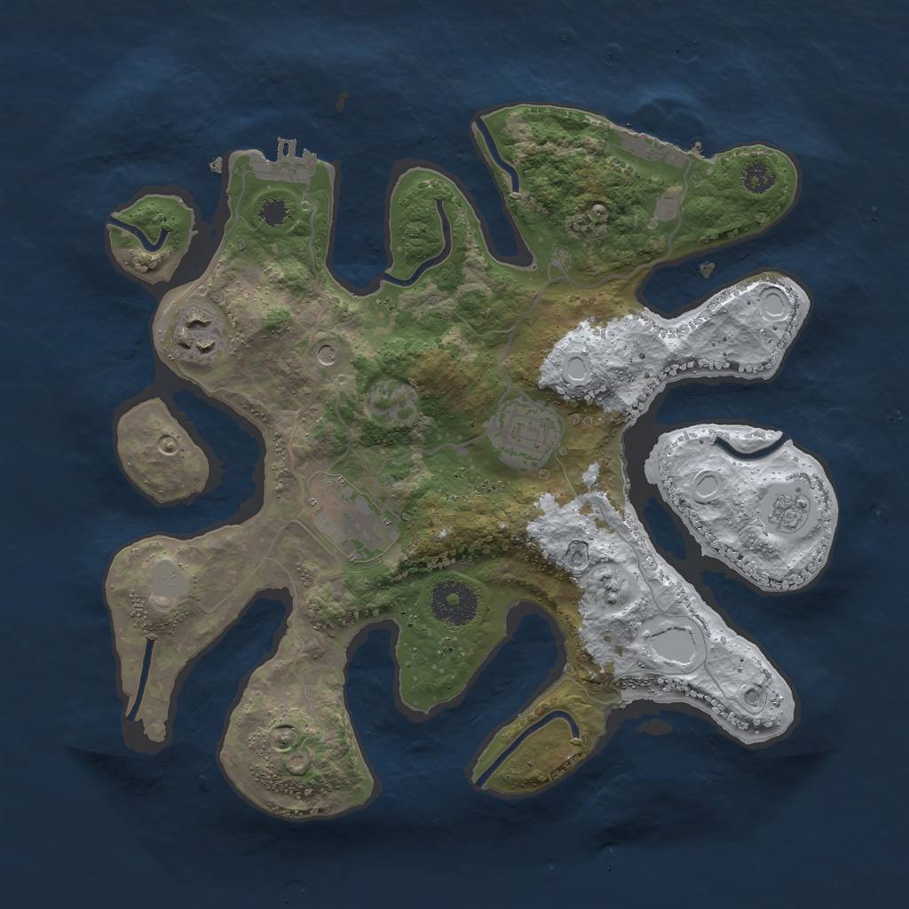 Rust Map: Procedural Map, Size: 3000, Seed: 670855, 12 Monuments