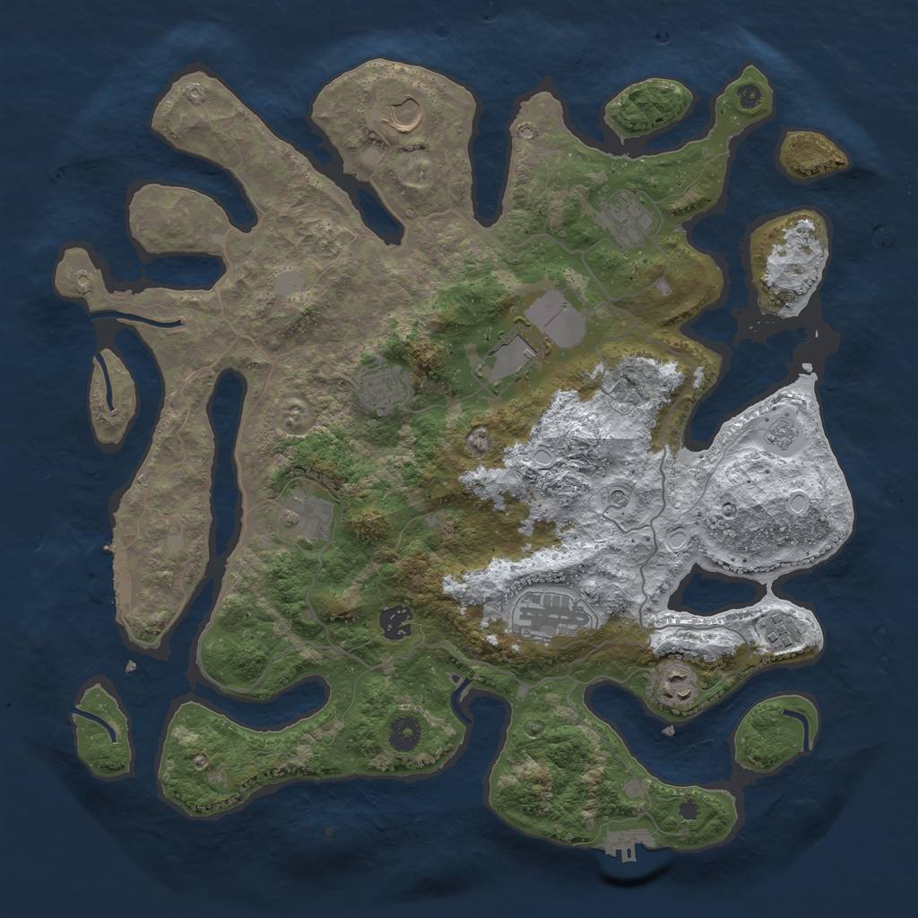 Rust Map: Procedural Map, Size: 4000, Seed: 22442, 18 Monuments