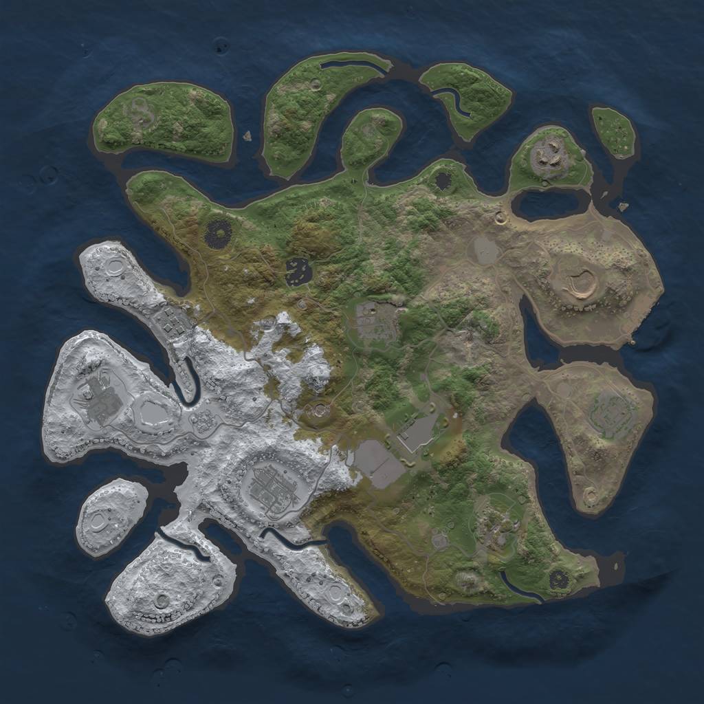 Rust Map: Procedural Map, Size: 3650, Seed: 1017117761, 18 Monuments